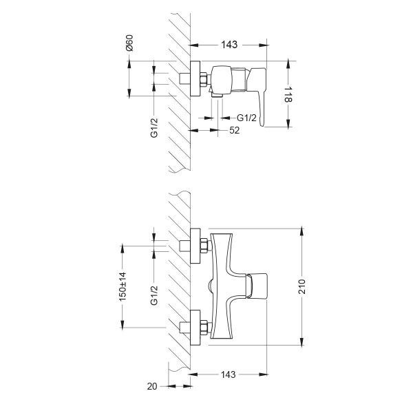 Смеситель Lemark Evitta LM0503C для душа