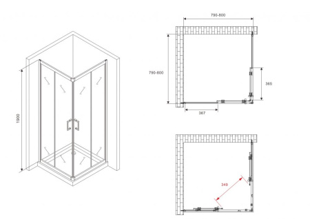 Душевой уголок ABBER Schwarzer Diamant AG020805