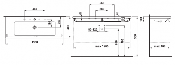 Умывальник Laufen Living Square 8164360001071 130x48x12