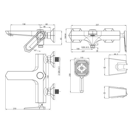 Смеситель Lemark Prizma LM3914C для ванны