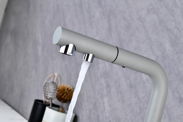 Смеситель для кухни Paulmark SERPENTINE Se213222-GRS, серый дым