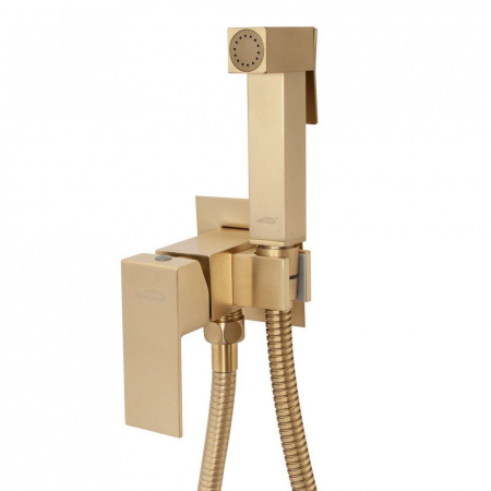 Смеситель встраиваемый с гигиеническим душем Hansberge H3077 Золото матовый