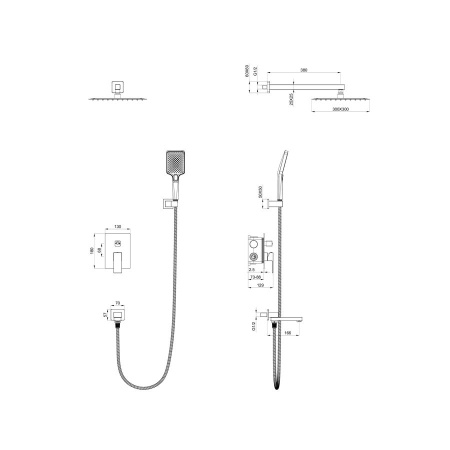 Душевая система встраиваемая WONZON & WOGHAND, Черный матовый (WW-88939016-MB)