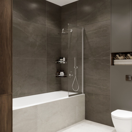 Шторка на ванну Benetto BEN_801_SL_C Slide Open 1500х900 4673735604605 прозрачное стекло, хром полированный