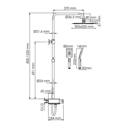 Душевая система WasserKRAFT A113.069.126.CH Thermo с термостатическим смесителем