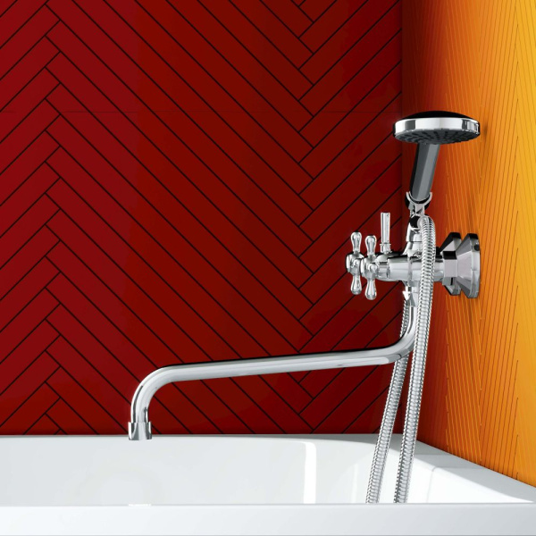 D6095000 Vintage двухзахватный Смеситель для ванны и душа AM.PM с универсальным изливом и душевым набором