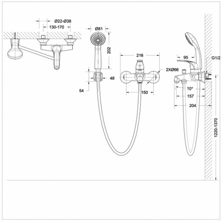 Смеситель для ванны Bravat FIT F6135188CP-B-RUS