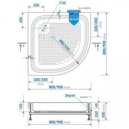 Душевой поддон Метакам Classic S 80x80x30