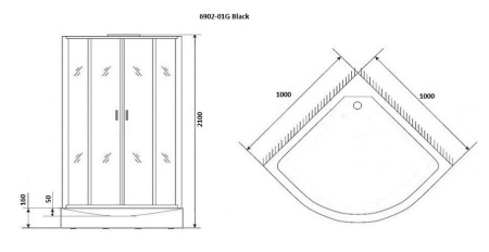 Душевая кабина Niagara Premium NG-6902-01G BLACK (100х100х210) низкий поддон(16см),черный,стекло тонированное,4 места