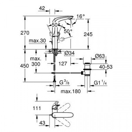 Смеситель для умывальника Grohe Eurostyle New 23569003