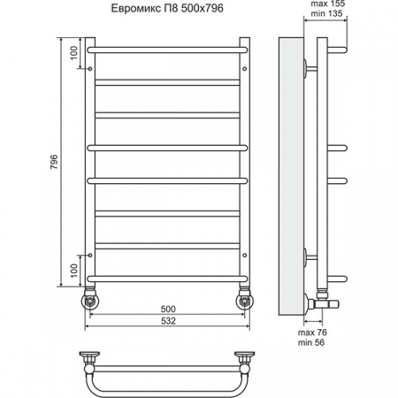 Полотенцесушитель Terminus Евромикс П8 500х796