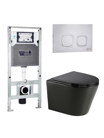 Комплект инсталляции с унитазом Weltwasser AMBERG 506 ST + SALZBACH 043 GL-BL + AMBERG RD-MT CR