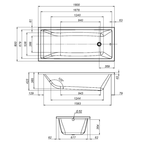 W93A-180-080W-R Gem  каркас для ванны 180х80 см