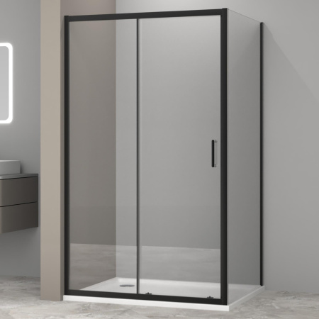 Душевой уголок AQUABATH ATLAS AB-11C-1280-2000-BK (120x80, черный матовый, прозрачное стекло)