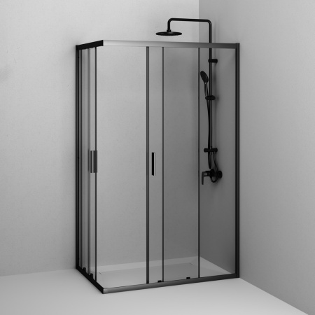 W90G-403-120280-BT Gem Душевое ограждение AM.PM прямоугольн.,раздвиж.двери 120x80 черный мат.,стекло прозрачное