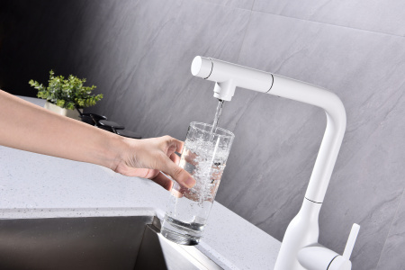 Смеситель для кухни Paulmark VIPER Vi213105-431(WH), белый матовый