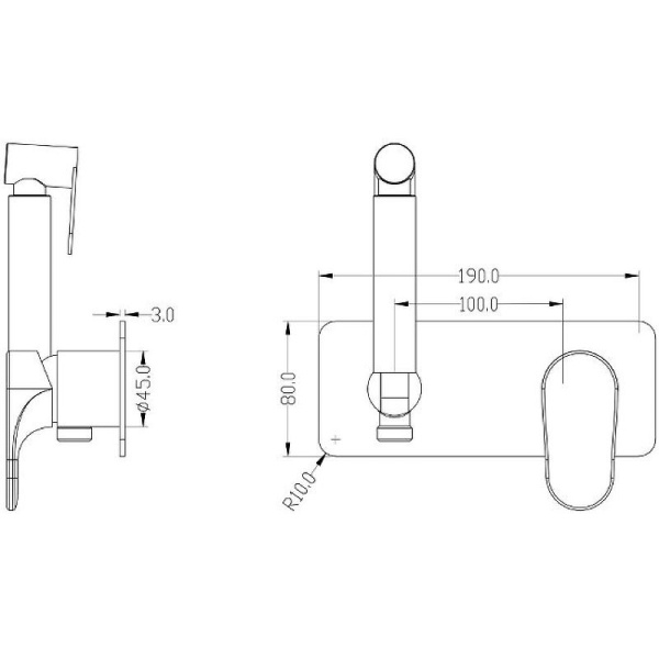 Гигиенический душ со смесителем Boheme Spectre 457-GM Оружейная сталь