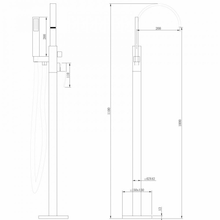 Смеситель ABBER Wasserfall AF8615G напольный, золото матовое