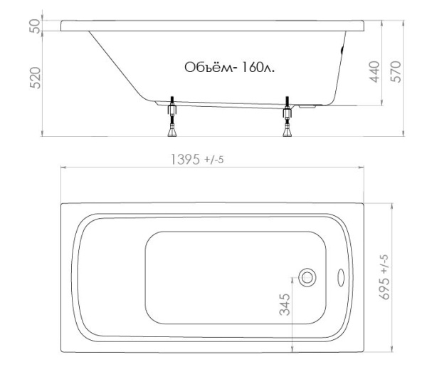 Акриловая ванна Triton Стандарт 140 Экстра