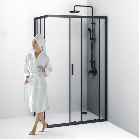W93G-404-120290-BT Gem S Twin Slide Душевое ограждение AM.PM 120x90, профиль черный мат