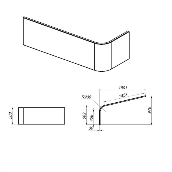 W72A-160U100W-P2 фронтальная панель для ванны spirit, универсальная