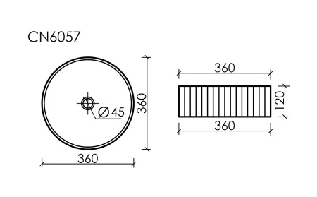 Умывальник чаша накладная круглая Ceramicanova Element 360*360*115мм, белый, CN6057