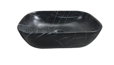 Раковина CR8215MMB накладная, мрамор матовый черный, прямоугольная 455х320х135 Ceruttispa