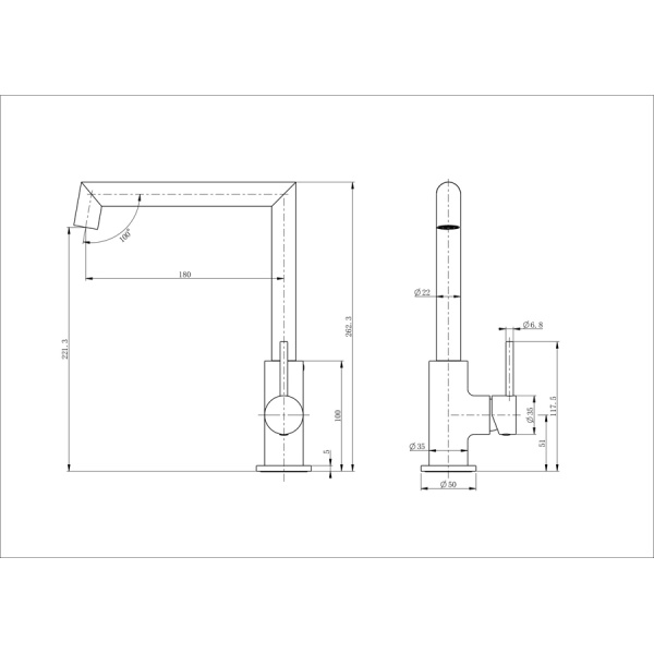 Смеситель для кухни WONZON & WOGHAND, Брашированное золото (WW-L1005-BG)