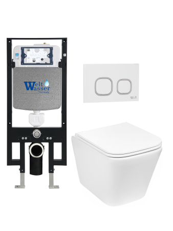 Комплект инсталляции с унитазом Weltwasser AMBERG 497 + GELBACH 043 GL-WT + AMBERG RD-WT