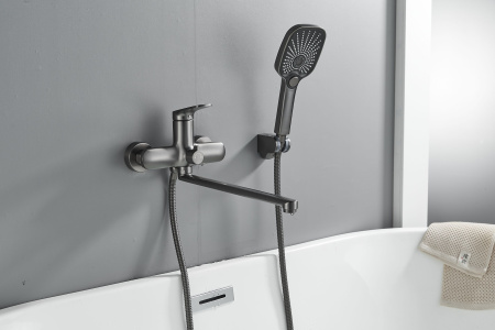 Смеситель для ванны Shevanik S8522T, оружейная сталь