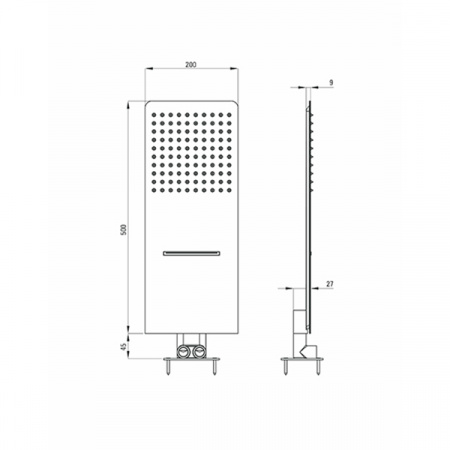 Верхний душ 2-функц. Deante Cascada Multi Box Slim NAC_096K хром 200х500 мм