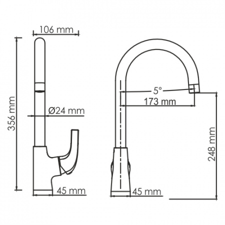 Смеситель для кухни Wasserkraft Sauer 7107