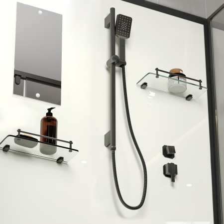 Душевая кабина Niagara Standart ST100/80/15Q/BL/BK (100х80х200) прямоугольник,поддон 15см,распашная,проф.черный,без крыши