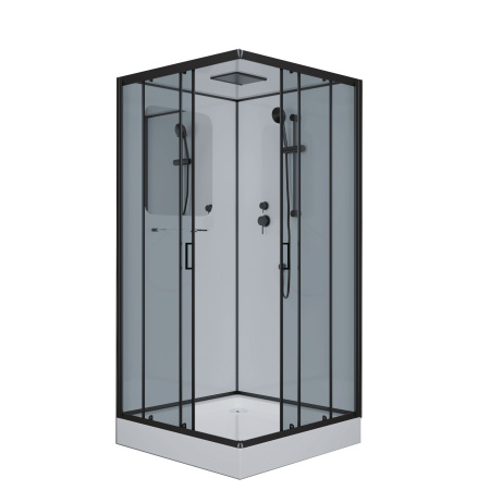 Душевая кабина Niagara Premium NG-6902-01Q BLACK (100х100х210) низкий поддон(16 см),черный,стекло тонированное,4 места