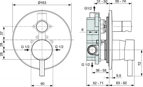 Смеситель для ванны и душа Ideal Standard Ceraline A6939XG черный матовый