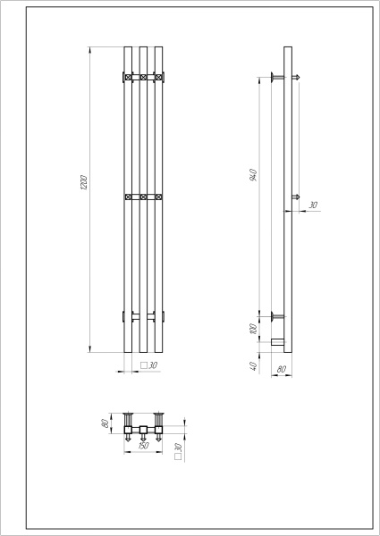 Полотенцесушитель электрический с/т Comfysan Альто-К (Alto-K) EC-3 120/12, оружейная сталь ЭК