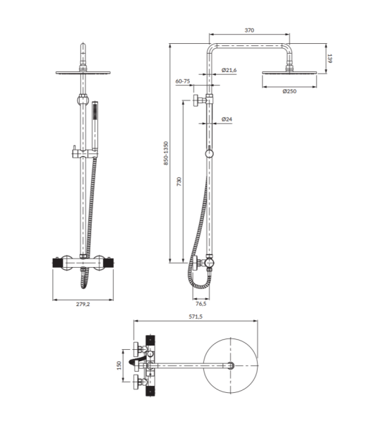 Душевая стойка OMNIRES Contour CT8044CR