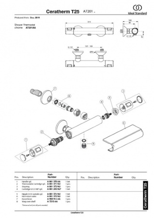 Смеситель для душа Ideal Standard Ceratherm T25 A7201AA