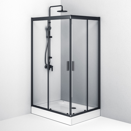 W90G-404-120290-BT Gem Twin Slide 120x90. Душевое ограждение AM.PM,120x90, профиль черный мат., стекло прозрачное