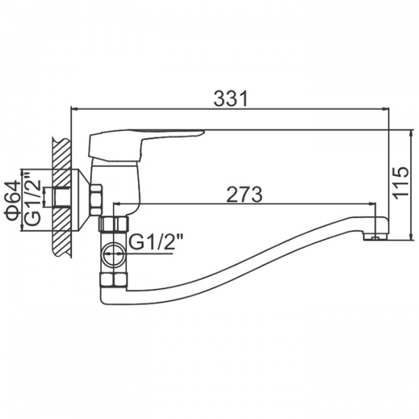 Смеситель для ванны Ledeme H28 L2128