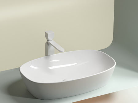 Умывальник чаша накладная овальная Ceramicanova Element 600*380*138мм, Белый, CN6049