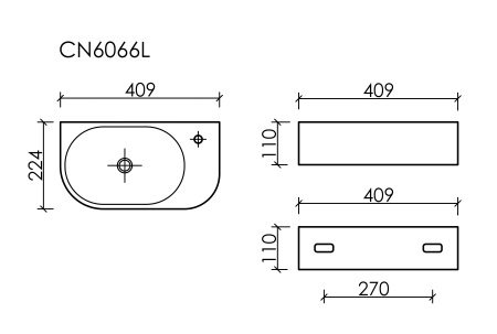Умывальник подвесной прямоугольный Ceramicanova Element 409*224*110мм, белый, CN6066L