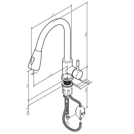 F85B07500 X-Joy S, Смеситель для кухни AM.PM с вытягивающимся изливом, хром