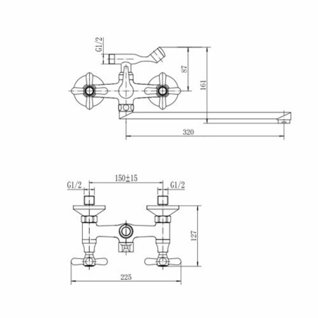Смеситель для ванны FASHUN A2125, хром