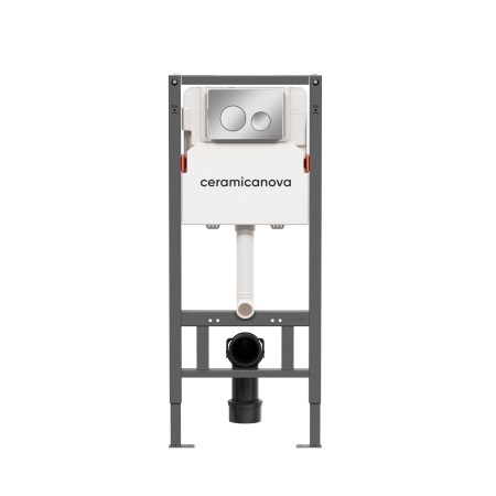 Система инсталляции для унитазов CERAMICANOVA Balance с кнопкой смыва Circle, цвет хром глянцевый, с креплениями, CN121001CH