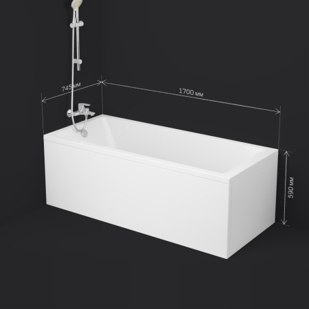 W93A-170-075W-A Gem, Ванна акриловая AM.PM 170x75 см