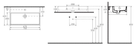 Раковина ISVEA Purita подвесная 710*420*145 1 цвет белый 10PL50070SV