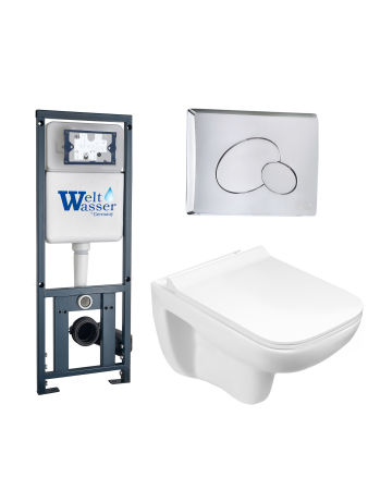 Комплект инсталляции с унитазом Weltwasser MARBERG 410 + KEHLBACH 004 GL-WT + MAR 410 RD-CR