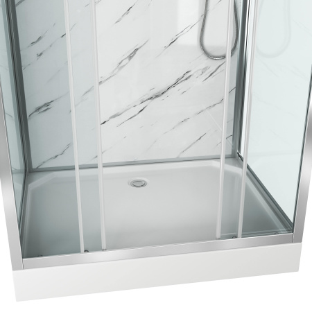 Душевая кабина Niagara Luxe NG-7772QM (120x90х210) низкий поддон(15см),дверь раздвижная,стенки мрамор,4 места