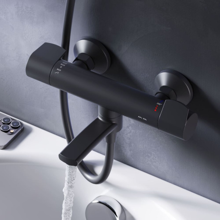 F85A50022 X-Joy, Смеситель для ванны и душа AM.PM с термостатом, черный